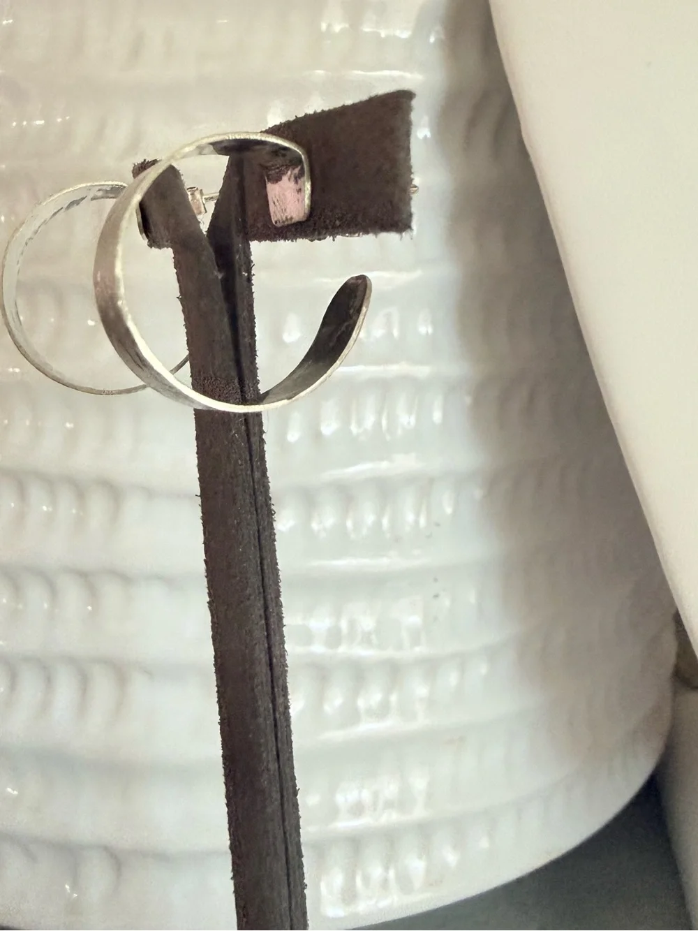 Handcrafted Artist made Silver Hoop Earrings